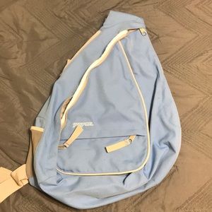 Baby Blue JanSport crossbody backpack